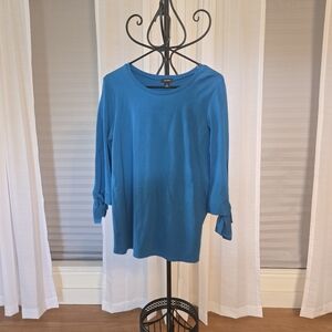 Halogen Blue Women's Blouse with Tie Sleeves